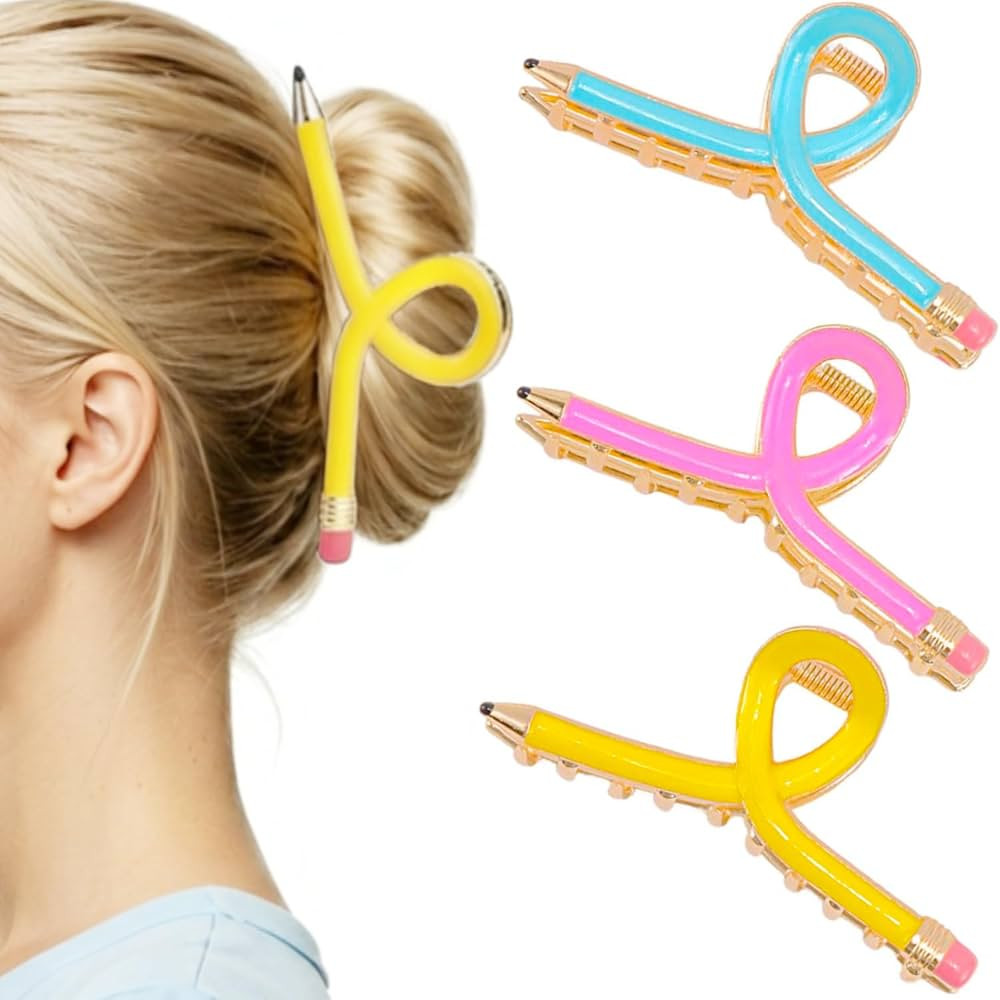 Pencil Hair Clips, Teacher Hair Clips 3Pcs Teacher Appreciation Gifts Teachers Hair Accessories f... | Amazon (US)