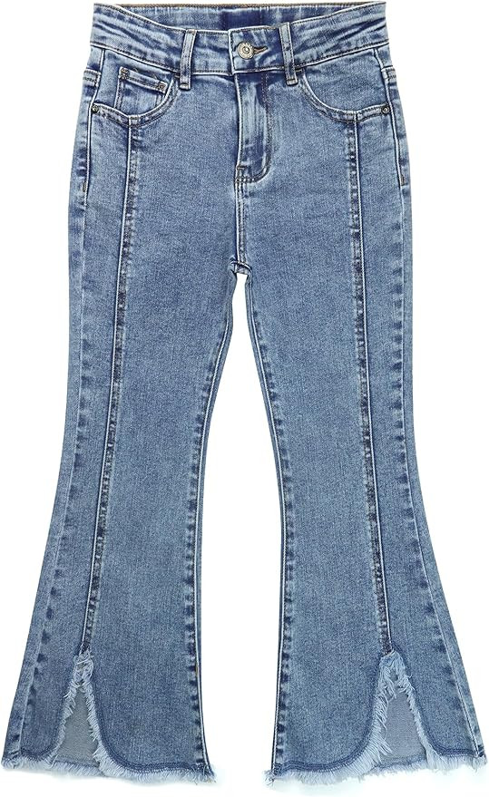 KIDSCOOL SPACE Girls Flared Denim Pants, 18M-14T Wide Age Ranges Elastic Waistband Inside Stretch... | Amazon (US)