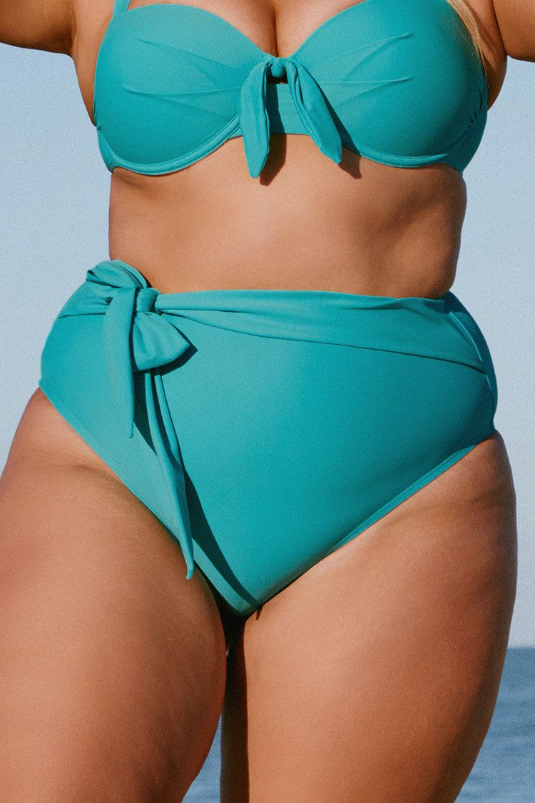 Kristin Tie Front Plus Size Bikini Bottom | Cupshe