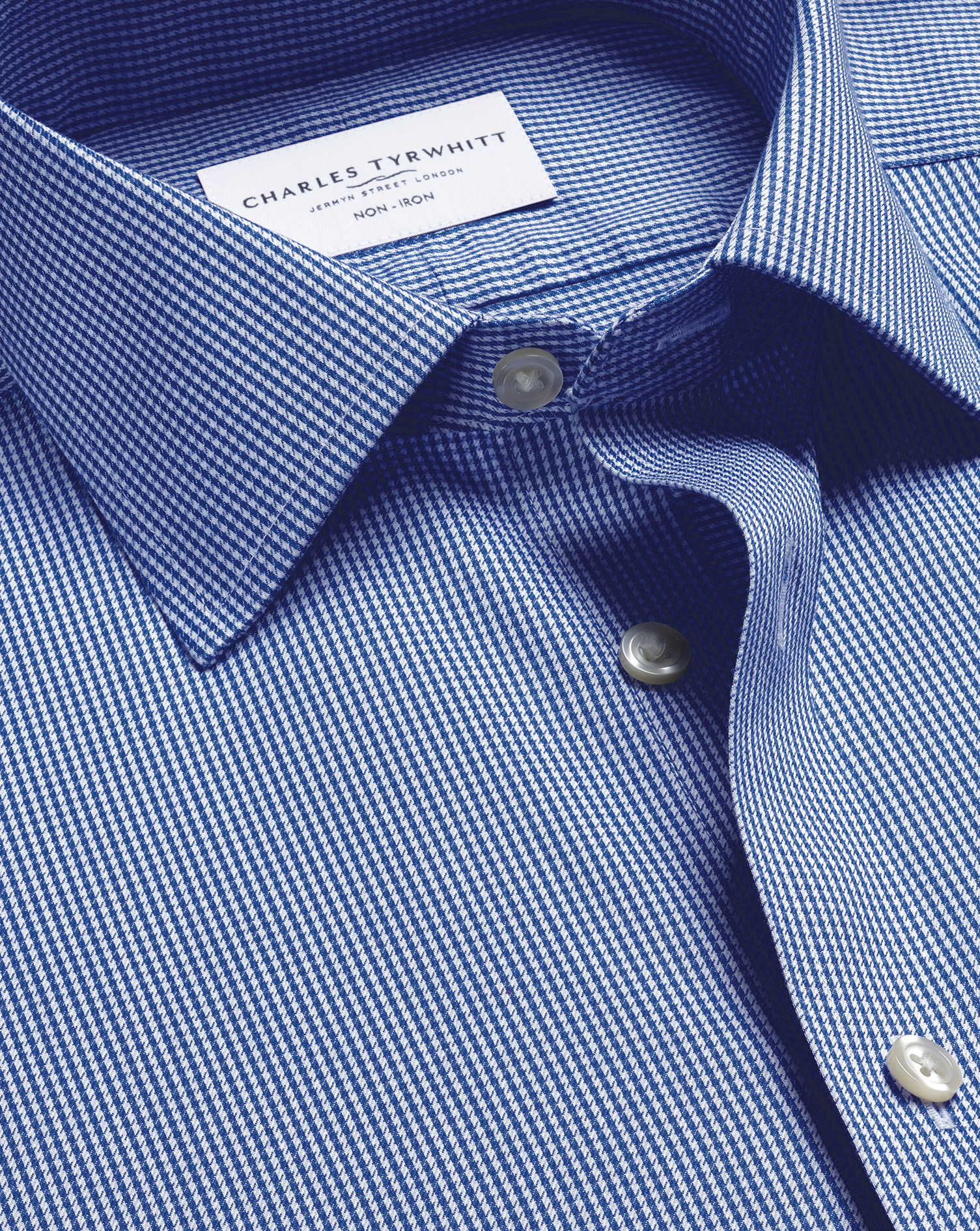 Non-Iron Twill Puppytooth Shirt - Royal Blue | Charles Tyrwhitt
