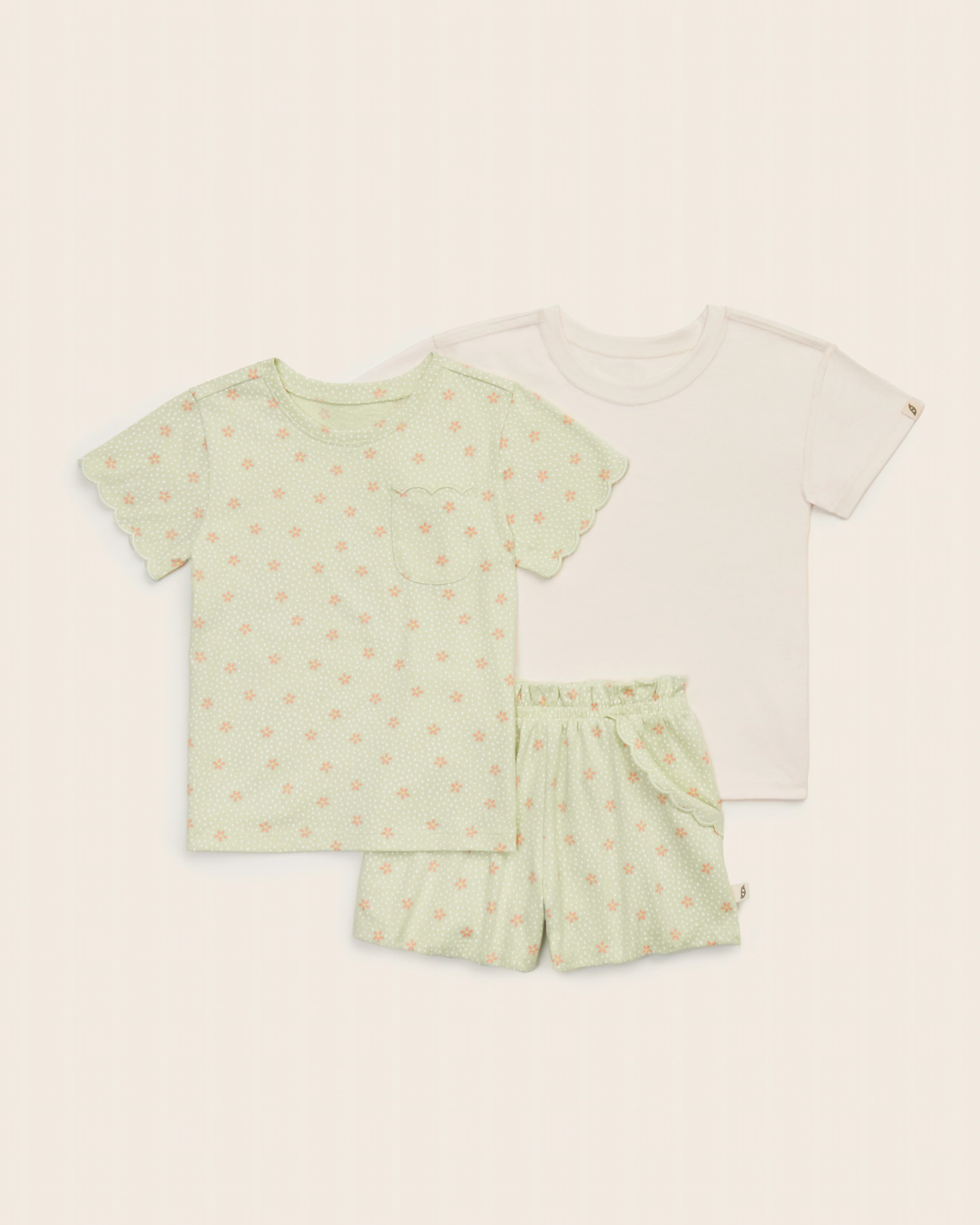 3-Piece Organic Cotton Scalloped Pocket Set | easy-peasy