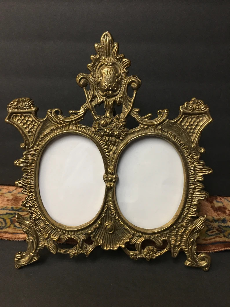 Vintage Baroque Brass Double Oval Picture Frame, Table Top Ornate Double Frame - Etsy | Etsy (US)