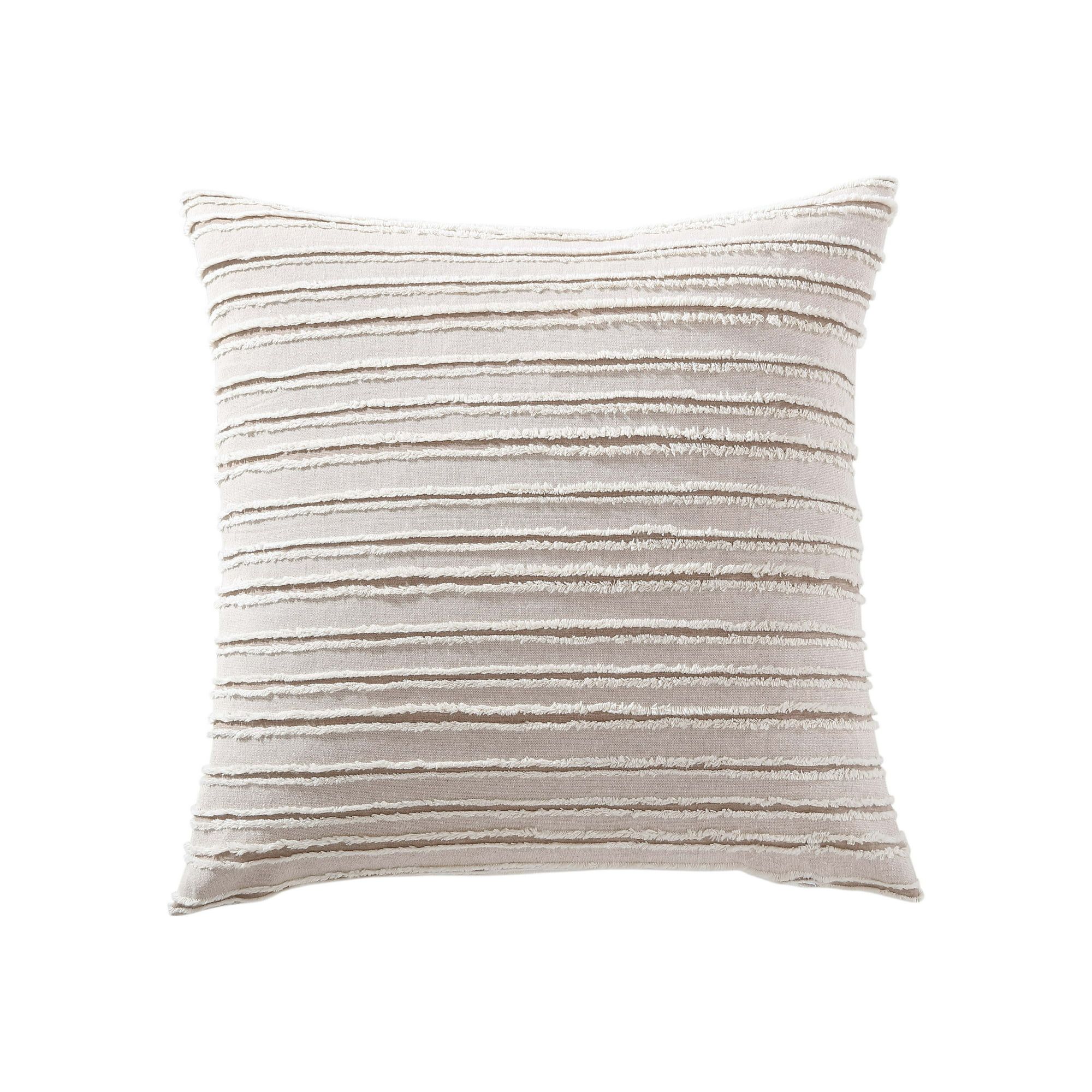 Mainstays Decorative Throw Pillow, Stripe Fringe, Square, Taupe, 20'' x 20'' - Walmart.com | Walmart (US)