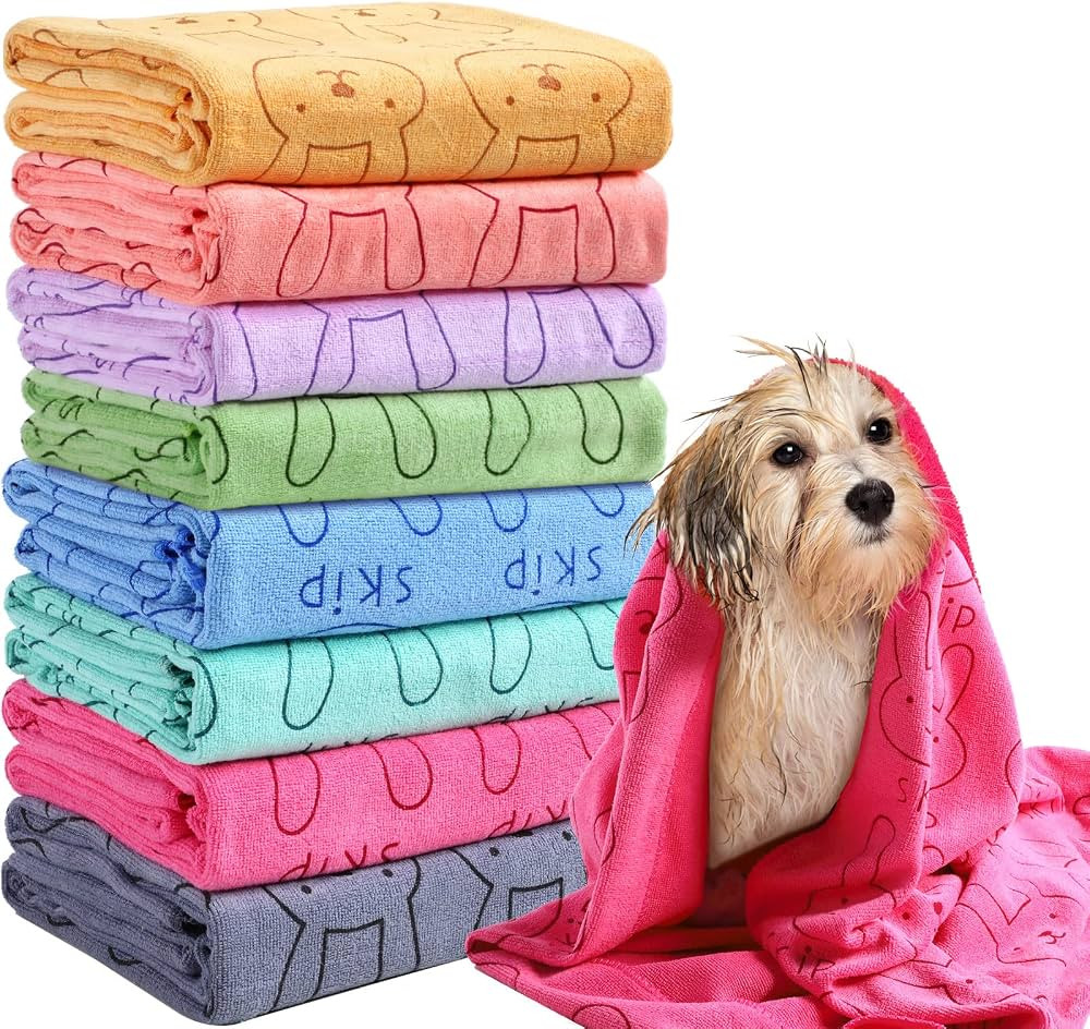 8 Pcs Dog Drying Towels Bulk 55'' x 28'' Pet Grooming Towels Absorbent Microfiber Dog Bath Towels... | Amazon (US)