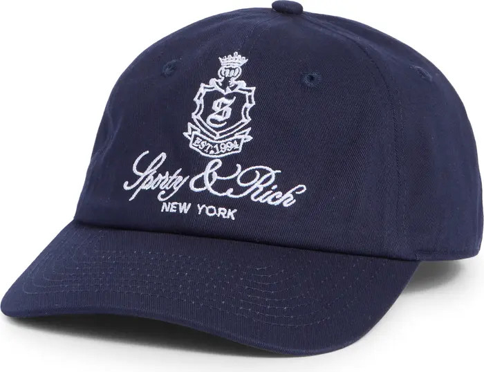 Sporty & Rich Vendome Embroidered Cotton Twill Baseball Cap | Nordstrom | Nordstrom