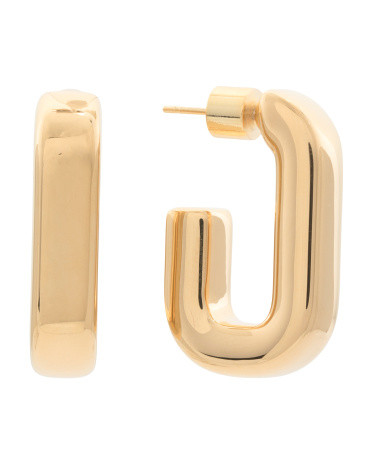 Made In Italy 14kt Gold Rectangular Hoop Earrings | TJ Maxx