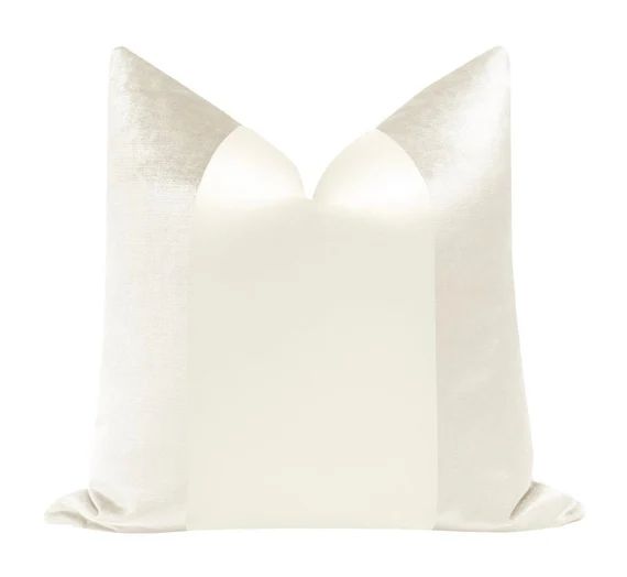 PANEL Monochromatic : Faux Silk Velvet // Alabaster | color block | velvet + silk throw pillow | ... | Etsy (US)