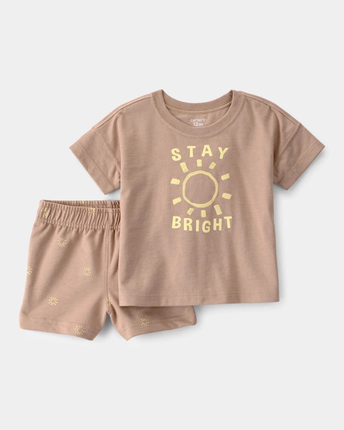 Baby Boy 2-Piece 'Stay Bright' Top & Short Set - Brown | Carter's Inc