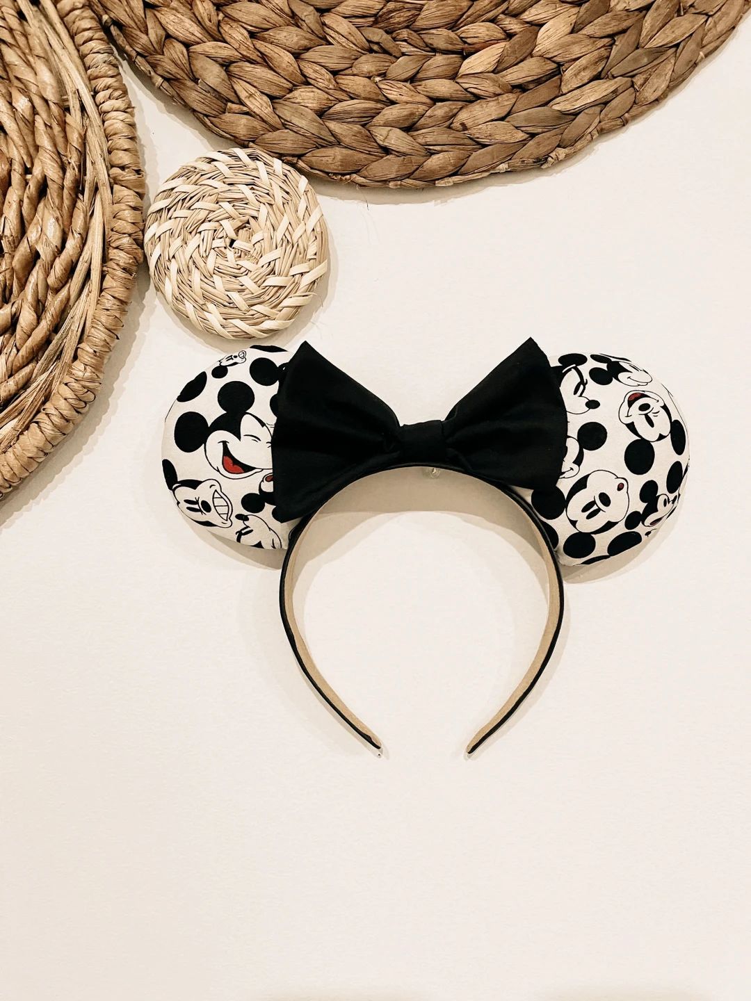 Mickey Faces Mouse Ears | Minnie Ears | Mickey Ears | Disney Ears | Mickey Vintage Ears | Black a... | Etsy (US)