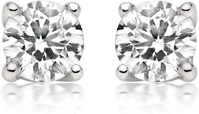 1/4ct tw Diamond Stud Earring in 14k White Gold (I-J-K/I2-I3) | Amazon (US)