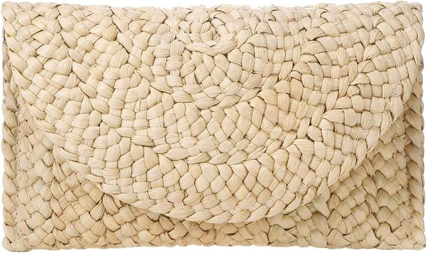 Straw Clutch Purse for Women Summer Beach Straw Bags Woven Evening Handbag Envelope | Amazon (US)