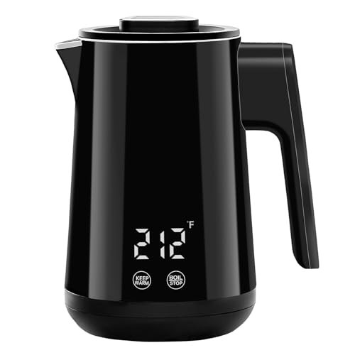 Seehot® 850ml Small Electric Kettle Temperature Control,800W Double Wall Electric Tea Kettle of 304 Stainless Steel,5 Temp Presets,Hot Water Kettle Electric,Auto Shut Off for Tea and Coffee-Black | Amazon (US)