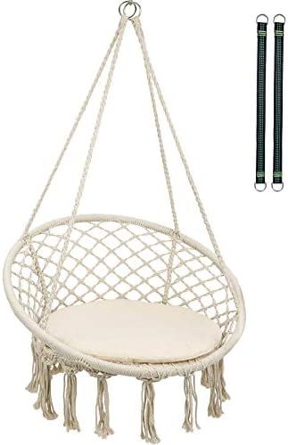 RedSwing Hammock Chair Macrame Swing with Cushion and Hardware Kits, Cotton Rope Hanging Hammock ... | Amazon (US)