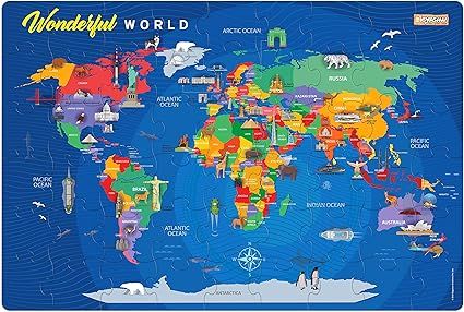 World Map Puzzle Game - 54 Piece Floor Puzzles for Kids Ages 4-8+ - Educational Geography Game wi... | Amazon (US)