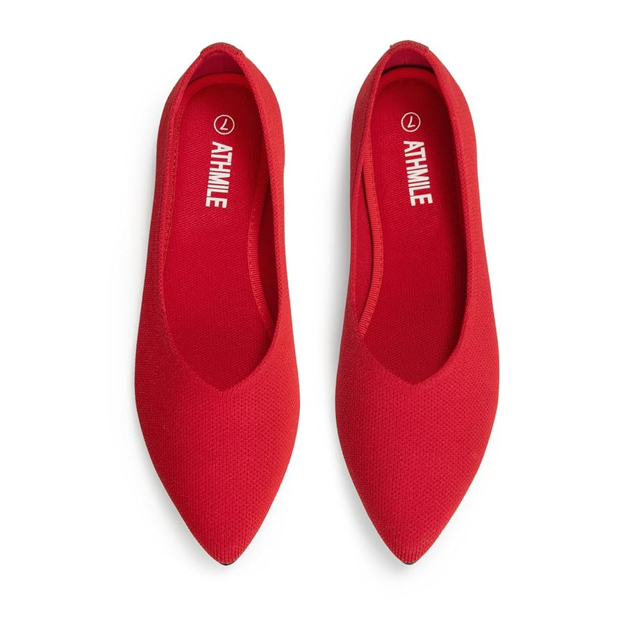 ATHMILE Pointed Toe Flats for Women Dressy Bronze Work Shoes Business Casul Knit Ballet Flats Sli... | Amazon (US)