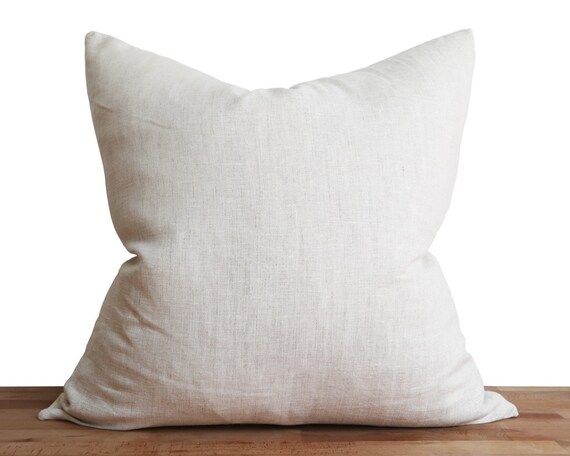 Linen Decorative Pillow Cover  Light Ecru  Stitched Select | Etsy | Etsy (US)