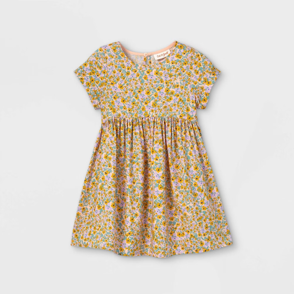 Toddler Girls' Short Sleeve Dress - Cat & Jack Dark Yellow 18M | Target