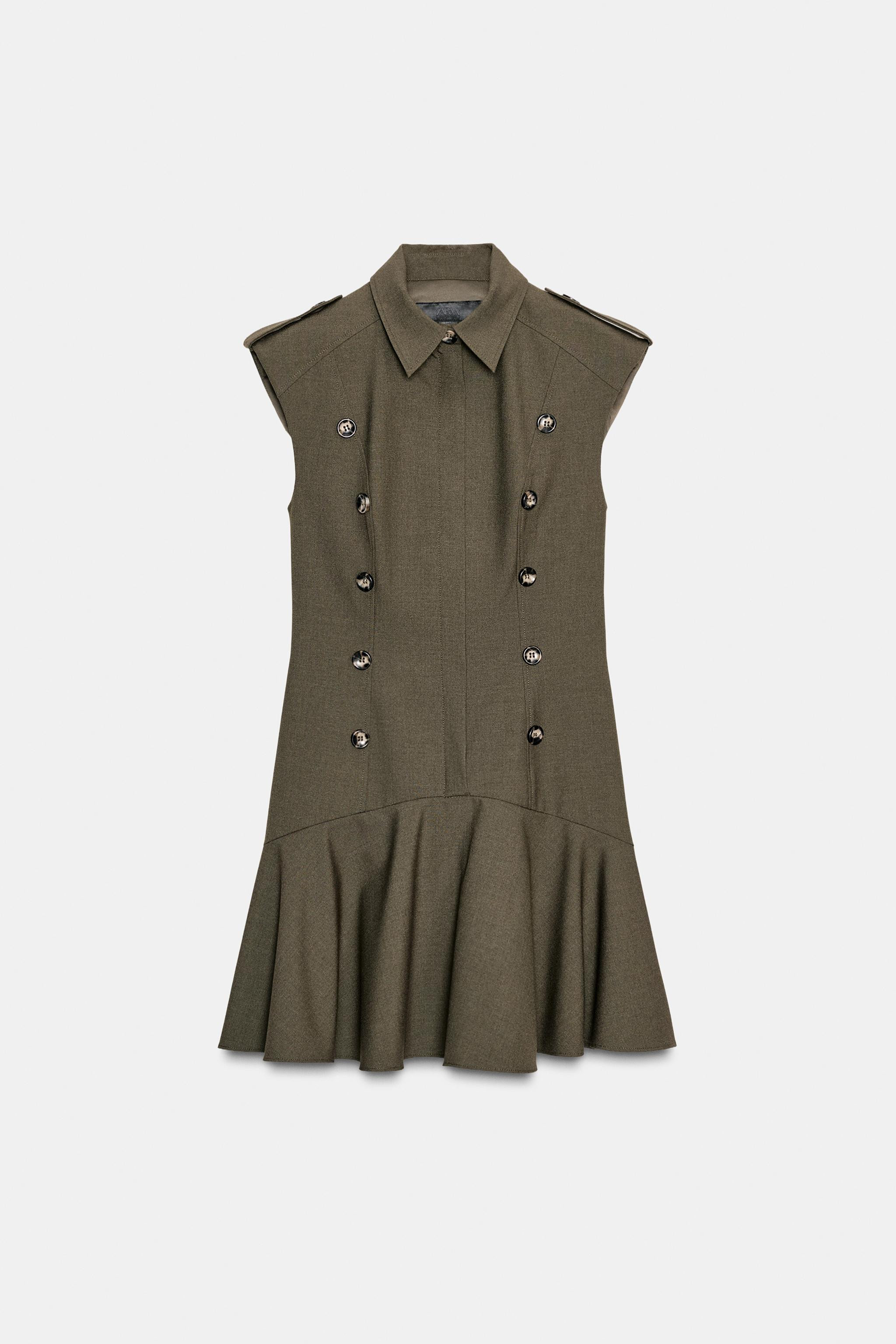 SHORT DRESS WITH SHOULDER PADS AND RUFFLES | Zara UK
