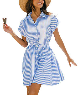Cupshe Women's Can You Tell Striped Mini Beach Dress - Macy's | Macy's