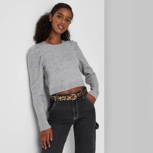 Women's Puff Sleeve Crewneck Pullover Sweater - Wild Fable™ | Target