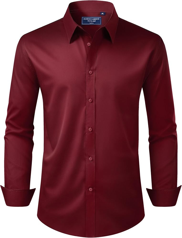 Alimens & Gentle Men's Dress Shirt Regular Fit Stretch Stain Shield Long Sleeve Solid Business We... | Amazon (US)
