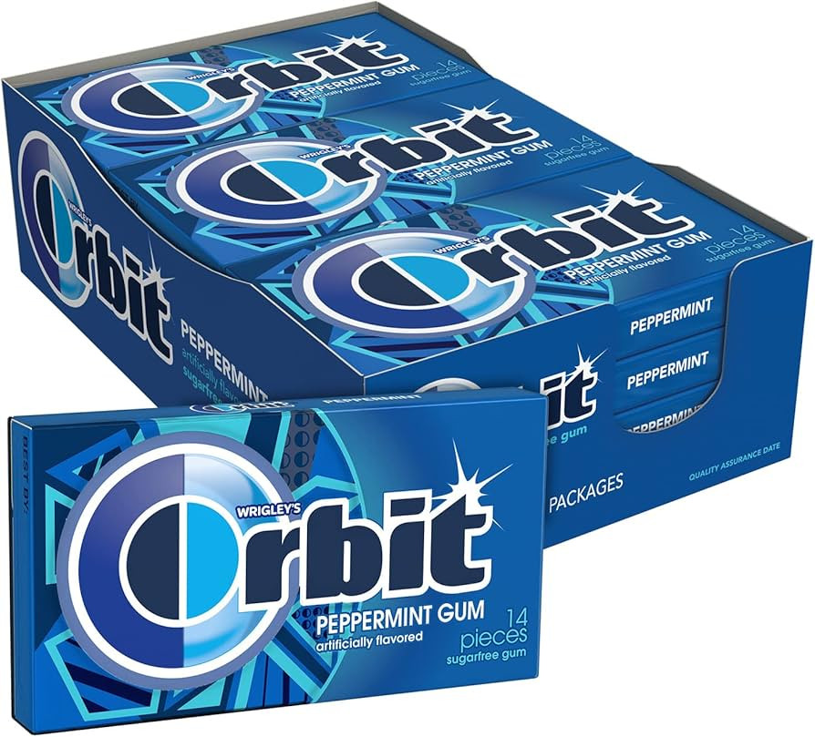 ORBIT Peppermint Sugar Free Chewing Gum, 12 Packs of 14-Pieces (168 Total Pieces) | Amazon (US)