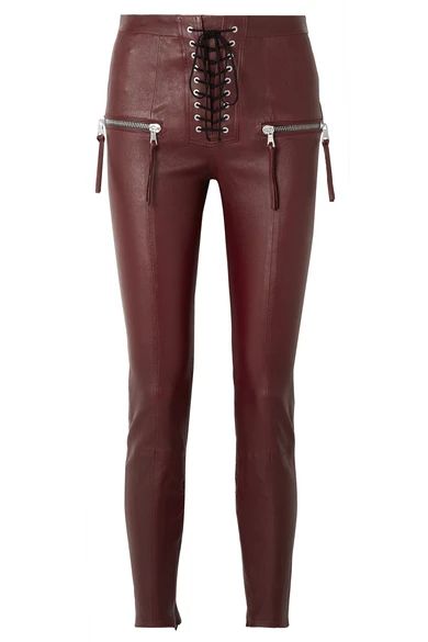 Unravel Project - Lace-up Leather Skinny Pants - Burgundy | NET-A-PORTER (US)