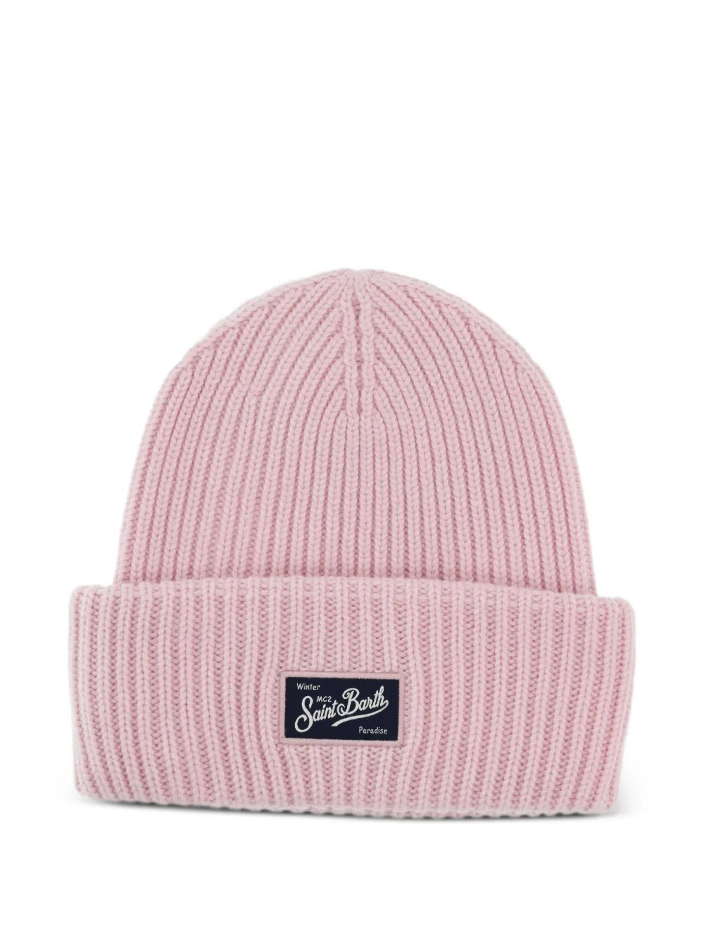 MC2 Saint Barth ribbed logo-patch beanie hat - Pink | Farfetch Global