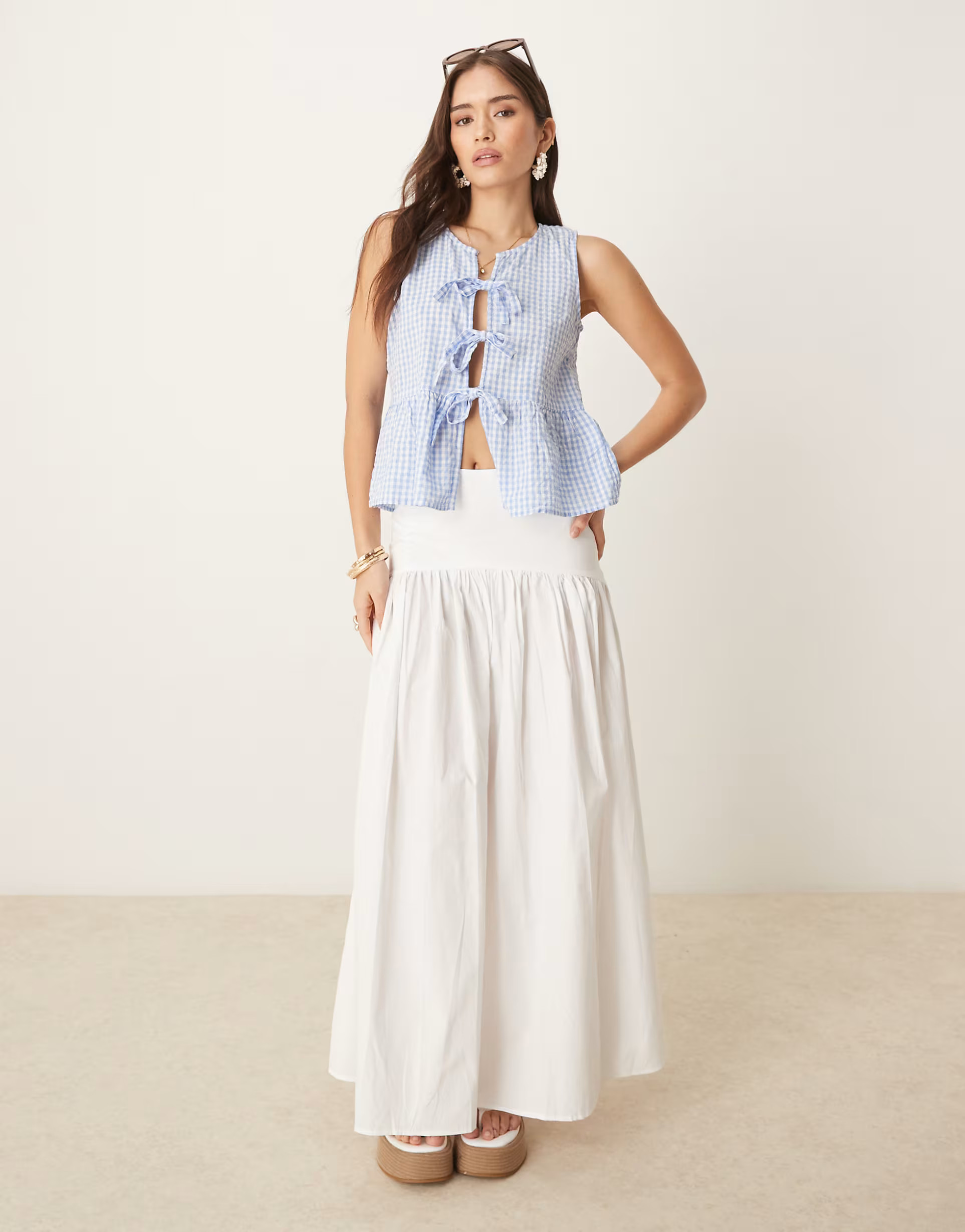 ASOS DESIGN drop waist maxi skirt in white | ASOS | ASOS (Global)