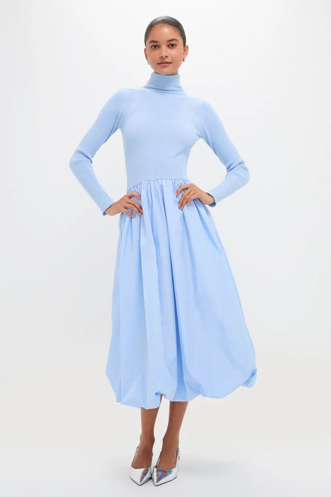 Ice Blue Mixed-Media Michaela Midi Dress | Tuckernuck (US)