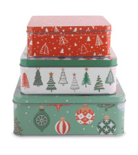 Steel Mill & Co Tin Containers with Lids, 3 Pack Christmas Cookie Tins, Festive Cookie Tins for G... | Amazon (US)