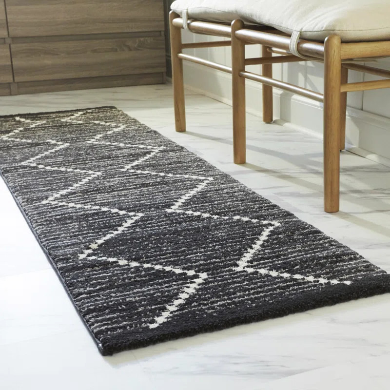 Stewart Geometric Area Rug in Charcoal | Wayfair North America