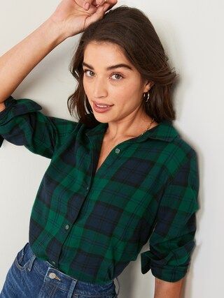 Long-Sleeve Plaid Flannel Shirt for Women | Old Navy (US)