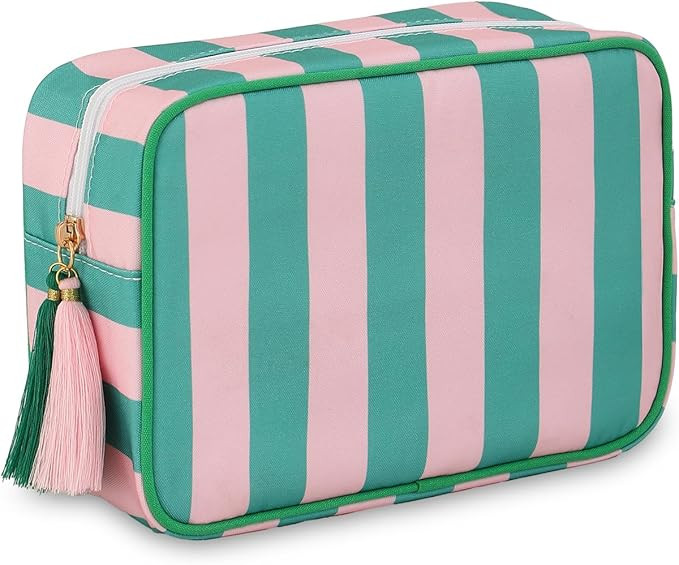 Makeup Bag Travel Cosmetic Bag Organizer Tassel Toiletry Bag Large Canvas Zipper Pouch Mahjong Ti... | Amazon (US)