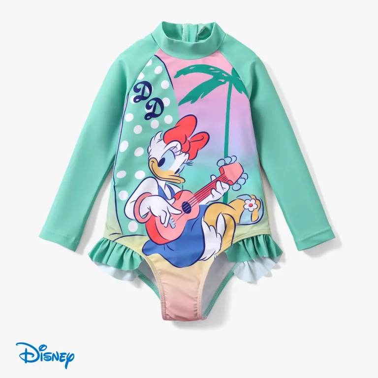 Disney Toddler Girls Swimsuit Minnie Mouse Rash Guard Graphic Bathing Suits Green Kids 4-5T - Wal... | Walmart (US)