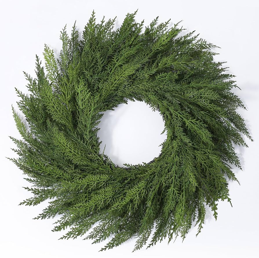 26\u2019\u2019 Large Real Touch Christmas Wreath, Artificial Cedar Wreath for Door | Amazon (US)