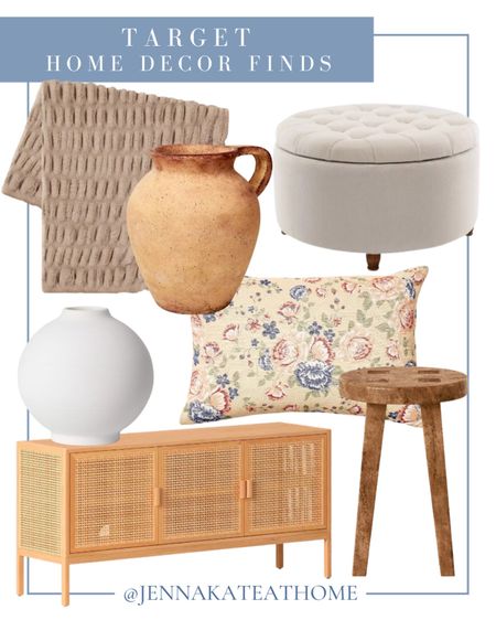Update your home with these Target home decor items, including faux rabbit blanket, ceramic vases, natural elements TV stand, floral throw pillows, round ottoman, wood decorative stool, and more coastal style home decor items

#LTKfamily #LTKhome