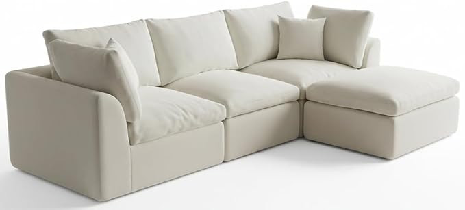 110" Cloud Sectional Couches for Living Room, Convertible L-Shape Couch with Ottoman, 3 Seater Mo... | Amazon (US)