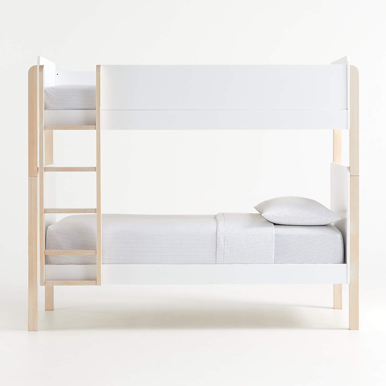 Babyletto TipToe White & Washed Natural Wood Kids Bunk Bed Frame + Reviews | Crate & Kids | Crate & Barrel