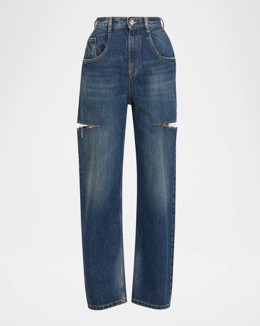 Maison Margiela Slash Slit Barrel-Leg Jeans | Neiman Marcus