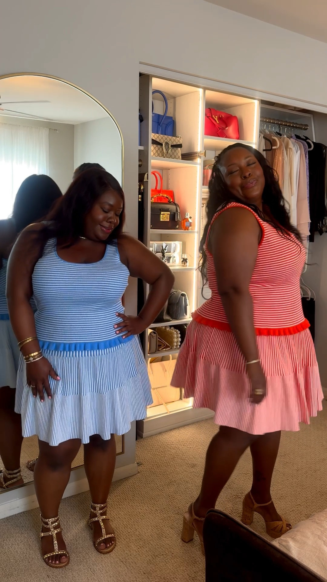This striped Walmart set is SO good for summer 🍊☀️ something tells me this shit is gonna sell out quick! 

Comes as a two-piece so you can wear it together or style separately. KK talked me into this one and honestly… she was right 😂

I'm wearing a xxl top & bottom (18/20) and KKis wearing a Large top & bottom (14/16).

#LTKmomlife #LTKOver40 #LTKPlusSize