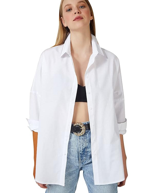 BIG DART Oversized Button Down Shirts for Women, Dressy Casual Long Sleeve Blouses Summer Tops Tu... | Amazon (US)