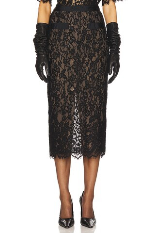 Helsa The Lace Midi Skirt in Black from Revolve.com | Revolve Clothing (Global)