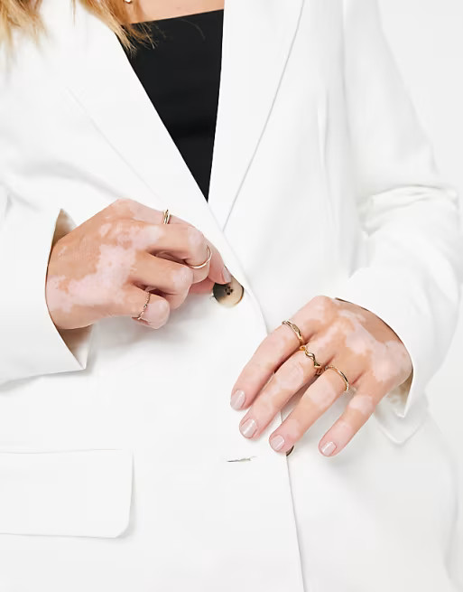 Pieces oversized tailored blazer in white | ASOS (Global)