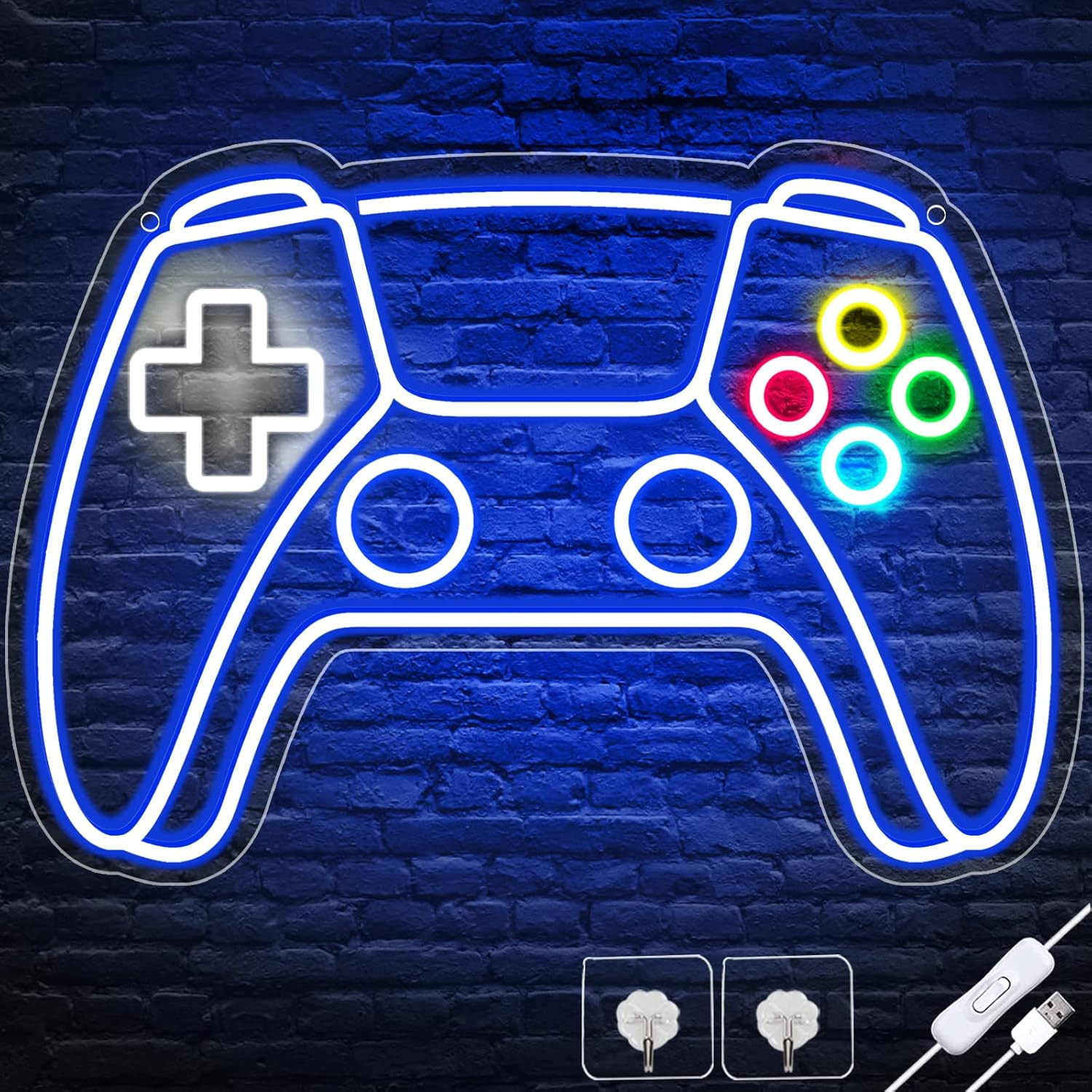 Gamer Neon Sign, Gamepad Shaped LED Neon Sign for Gamer Room Decor, Gaming Neon Sign for Boys Roo... | Amazon (US)