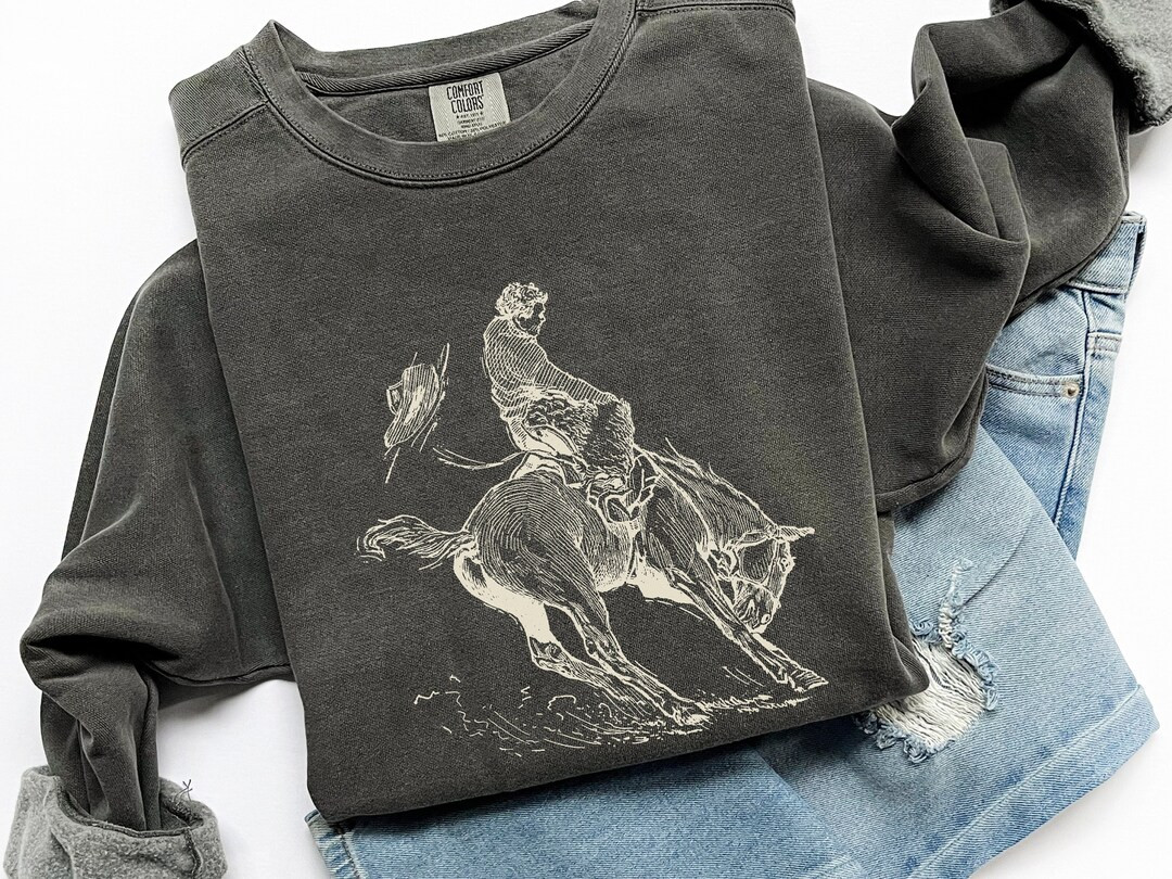 Bucking Bronco Sweatshirt Comfort Colors Western Shirt Western Sweatshirt Western Crewneck Vintag... | Etsy (US)