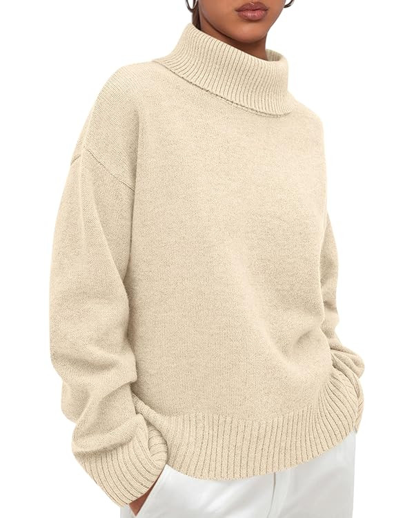 PRETTYGARDEN Womens Turtleneck Long Sleeve Sweater 2025 Fall Trendy Loose Fit Casual Tops Chunky ... | Amazon (US)