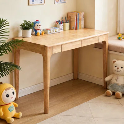 Mid-Century Modern Solid Wood Standing Desk with 2 Drawers, Home Office Desk for Small Spaces, Smooth Edge Study Desk for Bedroom, Living Room & Offic | Wayfair North America