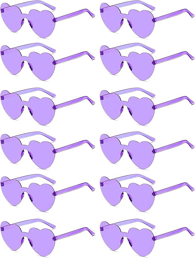 12/20/24 Pairs Heart Sunglasses for Women Men, Trendy Heart Shaped Rimless Transparent Sunglasses... | Amazon (US)