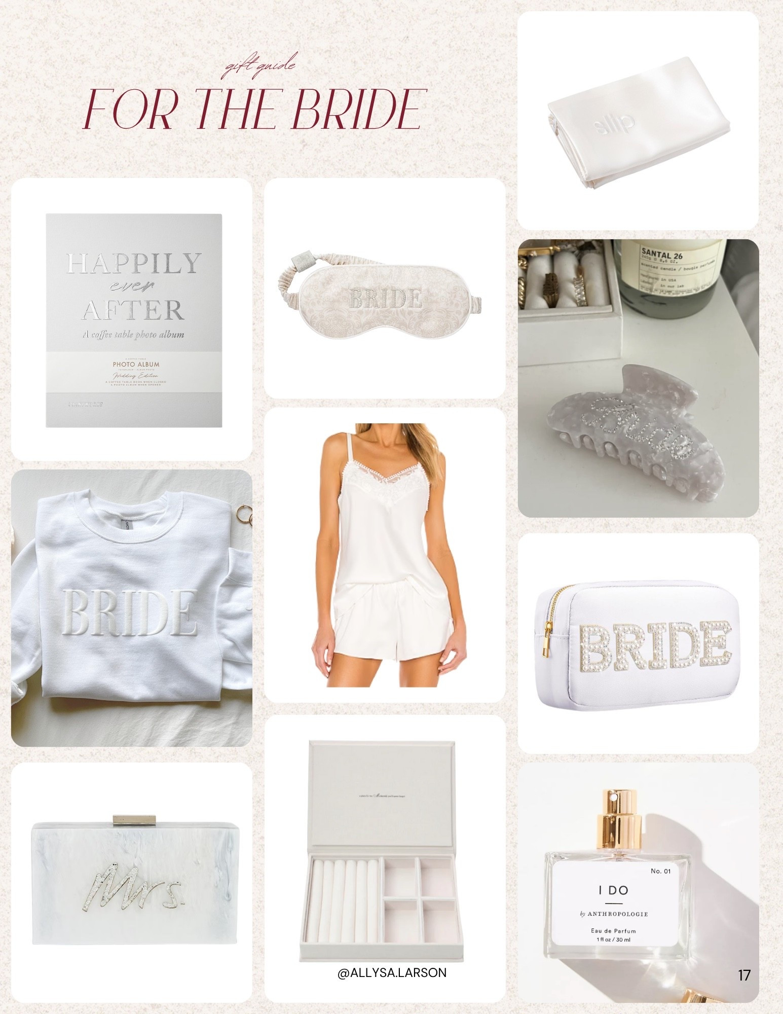 Gift Guide for the Bride 

Claw clip is from summerbuns.com

#LTKFindsUnder100 #LTKGiftGuide #LTKWedding